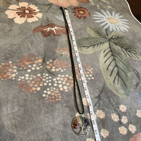 Natural Gemstone Tree Of Life Necklace Leather Chakra Healing Wire Wrap - Picture 3 of 8